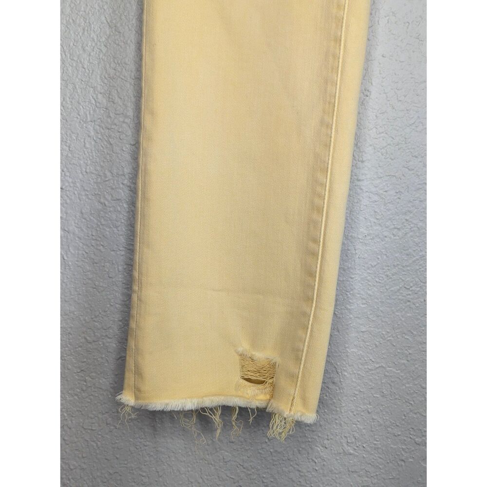 Dear John Ankle Cropped Jeans Size 28 Yellow Raw Hem Spring Summer Unique Denim - Picture 7 of 9